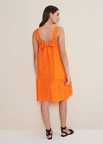 Phase Eight Mandy Linen Swing Dress Orange Canada | ECBKSY-063